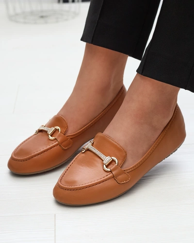 Mocasini de damă cu ornament de culoare camel Sonana- Footwear