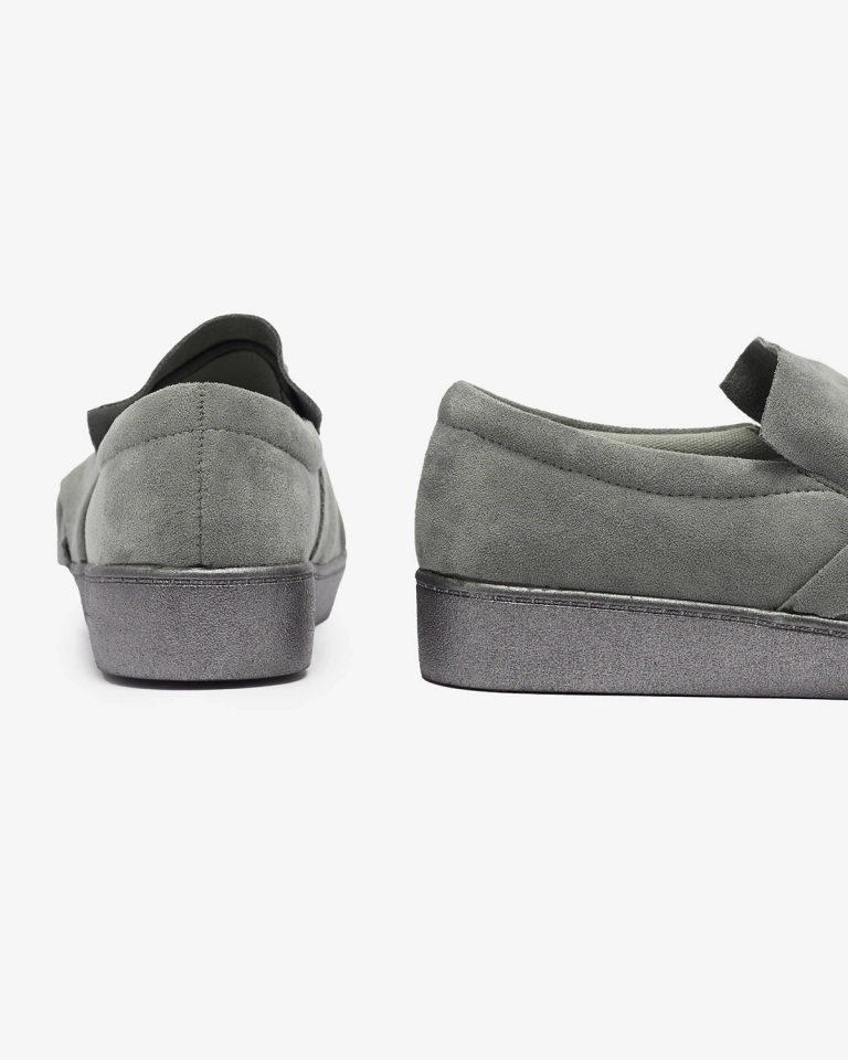 Adidași de damă din eco-suede gri Bliwix - Încălțăminte