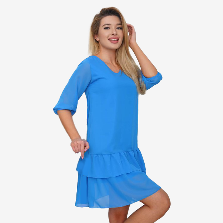 Rochie albastră pentru femei cu bibelouri - Îmbrăcăminte