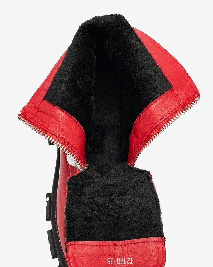 Royalfashion Cizme roșii lăcuite pentru femei cu perle Asiciu