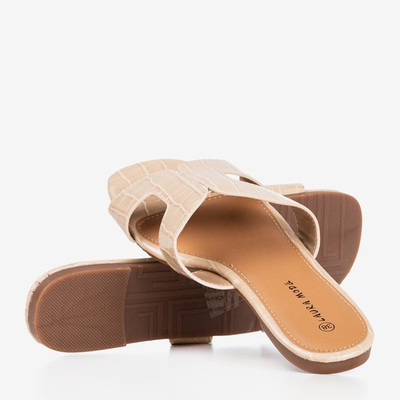 Beżowe damskie klapki ze zwierzęcym twoczeniem Hemilda - Obuwie