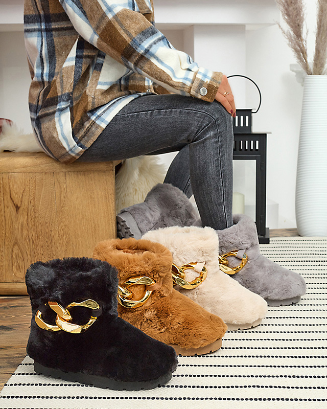 Cizme de zăpadă pentru femei Camel cu blană Sattopa- Footwear