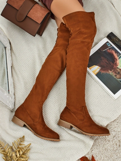 Cizme de damă peste genunchi din piele ecologică întoarsă Denvoria