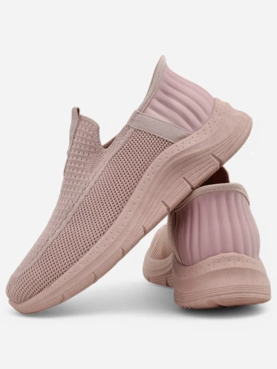 Дамски маратонки Apollo Rosa – розови обувки slip-on от плат на плоска подметка