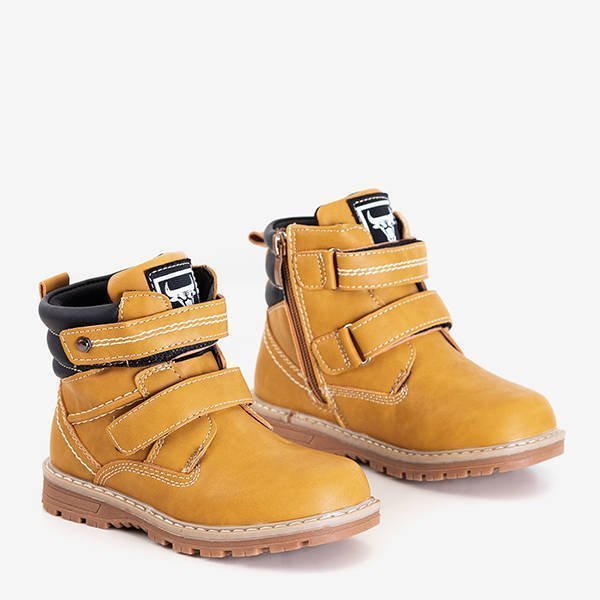 Cizme de drumeții pentru băieți, de culoare maro deschis, cu inserție Franko albastru închis - Încălțăminte