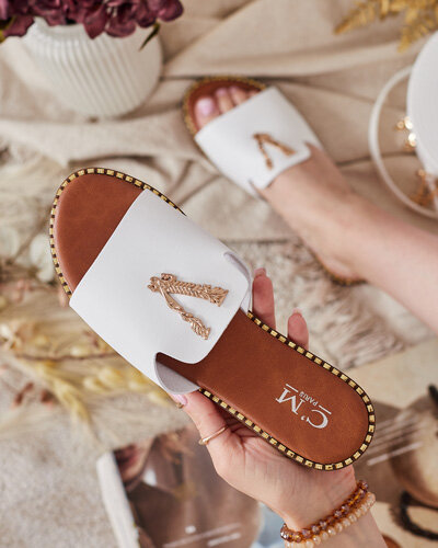 Royalfashion Șlapi de damă din piele ecologică Cemenna