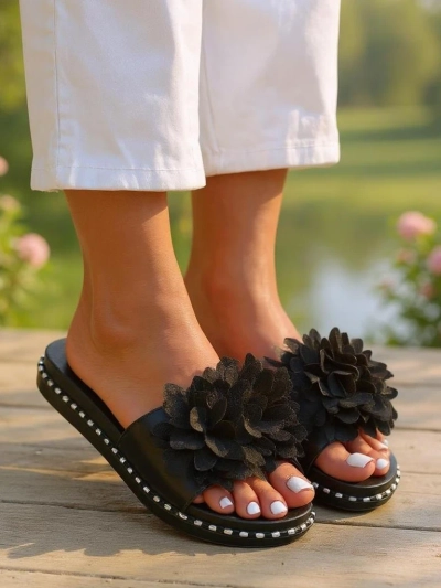 Royalfashion Ženske papuče sa ravnim đonom Flower Blide