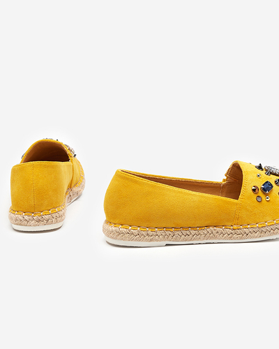 OUTLET Espadrile galbene din piele intoarsa pentru femei cu zirconiu cubic Mediros - Incaltaminte