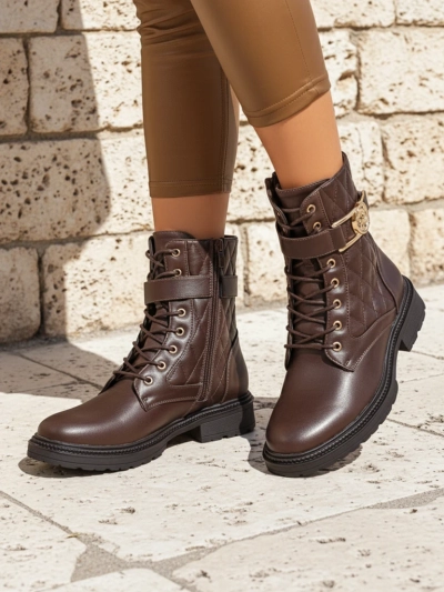 Botine matlasate de damă din piele ecologică Sable Rose