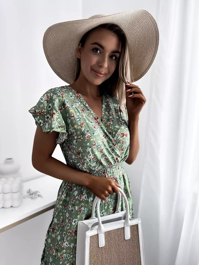 Royalfashion Rochie mini de damă verde cu motiv floral