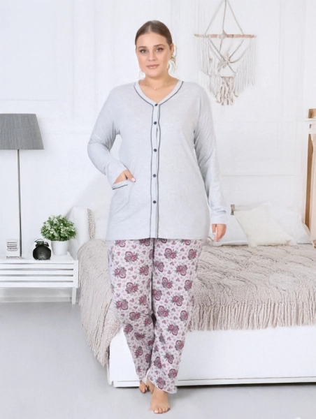Pyjama cu două piese din bumbac pentru femei de la Royalfashion MĂRIME MARE