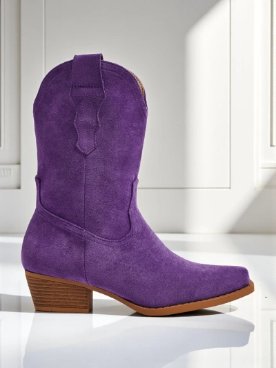 Botine cowboy de damă din piele ecologică întoarsă SpireHush