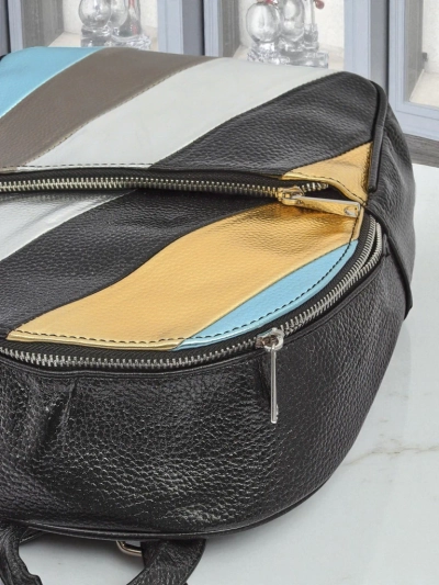 Royalfashion Rucsac de damă din piele ecologică cu dungi Metallic Stripes