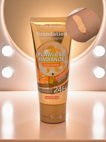 Kiss Beauty Fond de ten cu ser de colagen - iluminator 24H