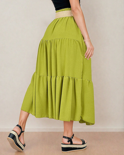 Royalfashion Fustă midi de damă cu curea