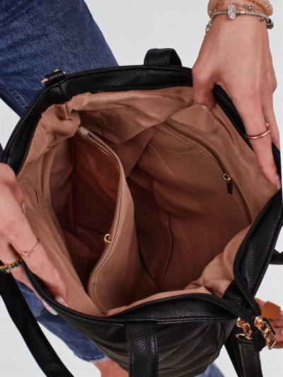 Aurora Maxima Milano Geantă Shopper A4 din piele ecologică neagră elegantă