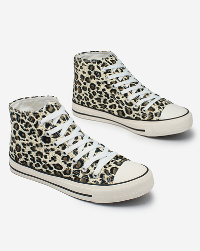 Royalfashion Adidași înalți de damă bej și maro cu model la modă Jungle Jive