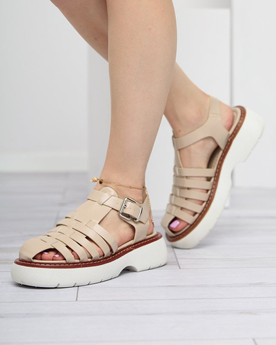 OUTLET Sandale de dama bej pe talpa masiva Leteris - Incaltaminte