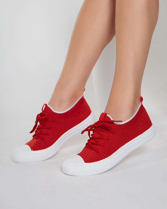 OUTLET Tenisi roșii de damă cu nervuri Manfer- Încălțăminte