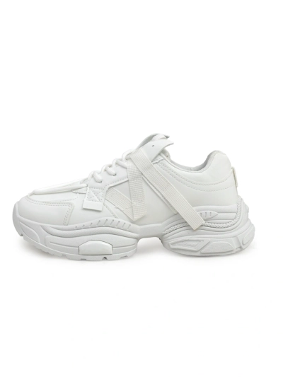 Sneakers damă albi Arete din piele ecologică, toc plat, colecția de primăvară
