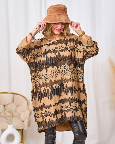 Royalfashion Rochie de damă cu model maro deschis