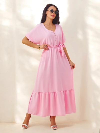 Rochie midi pentru femei Royalfashion cu mâneci scurte și butoane decorative