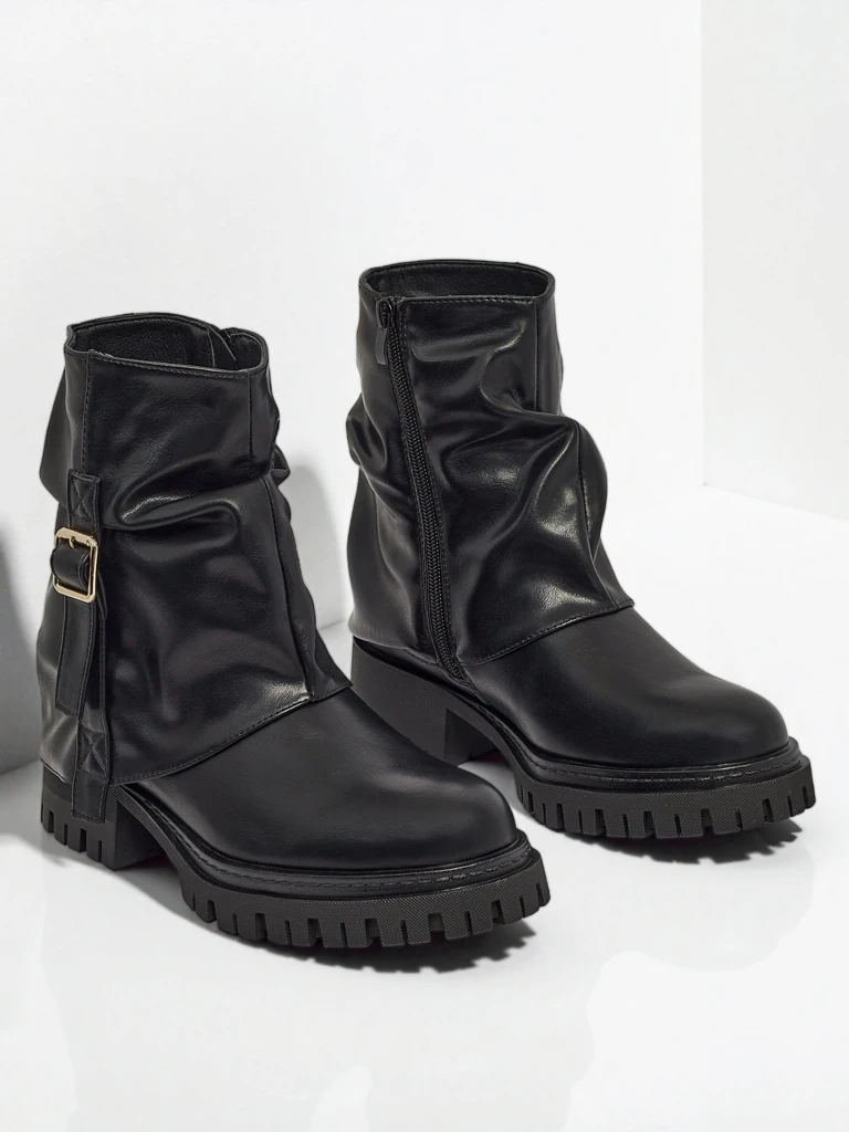 Botine dama înalte din piele ecologică Lunara