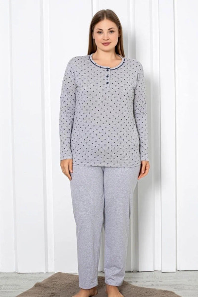 Royalfashion Set de pijamale din bumbac pentru femei, 2 piese, cu inimioare, MARIME MARE