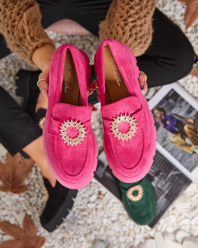 Royalfashion Mocasini de damă din piele ecologică de căprioară Fuchsia Likoki
