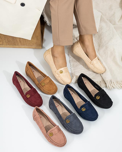 OUTLET Mocasini de dama roz inchis pe pană joasă acoperită Lemira - Pantofi