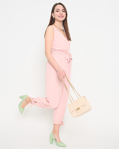 Salopetă de damă roz deschis cu bretele subțiri - Îmbrăcăminte