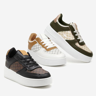 Pantofi sport dama albi cu imprimeu Glou - Incaltaminte