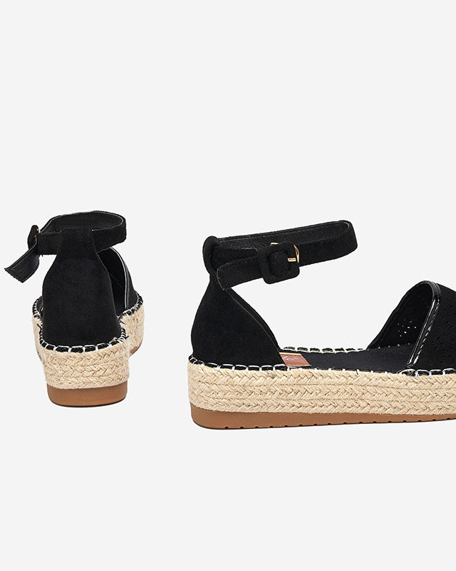 OUTLET Espadrile negre ajurate pentru femei Erisab- Pantofi
