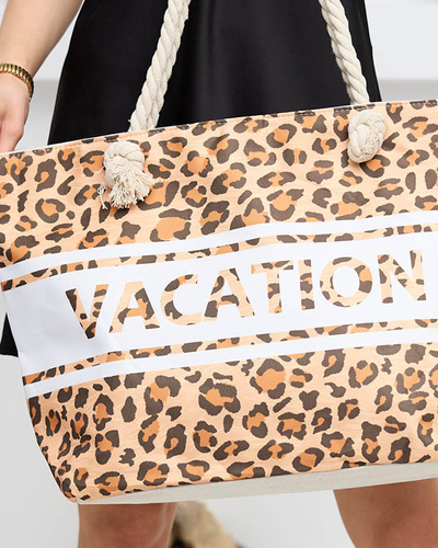 Geanta de plaja dama camel leopard - Accesorii