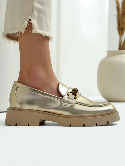 Royalfashion Mocasi pentru femei placate cu aur Goldlove