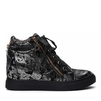 Czarne sneakersy na koturnie - Obuwie