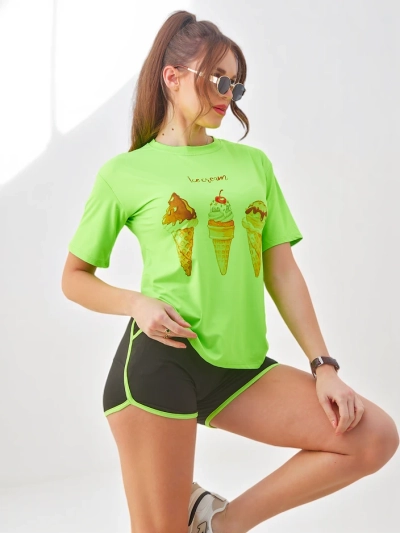 Set sportiv Royalfashion pentru femei, cu tricou și pantaloni scurți Ice Cream