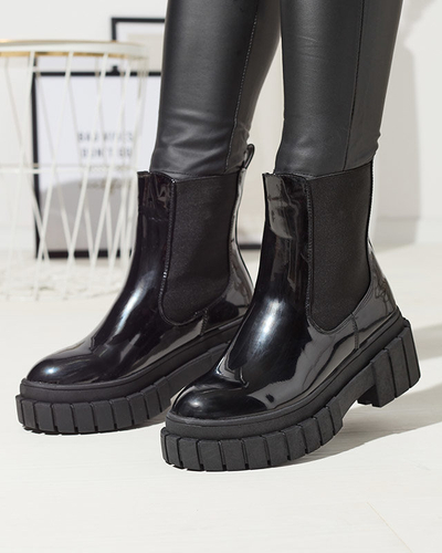 Cizme negre de damă din piele întoarsă cu talpă mai groasă Fazzati- Footwear