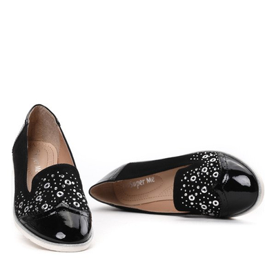 Czarne mokasyny z ozdobą Sam- Obuwie