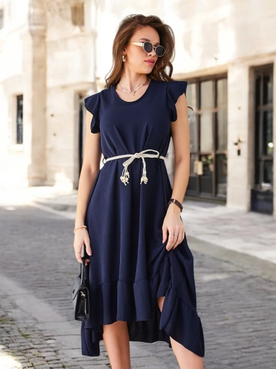Rochie midi Royalfashion pentru femei cu volane și mâneci scurte