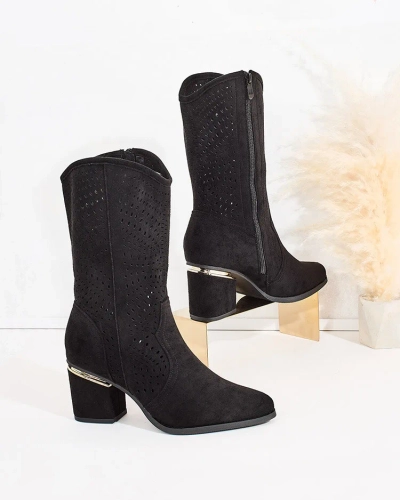 Royalfashion Cizme stiletto joase ajurate Hewir
