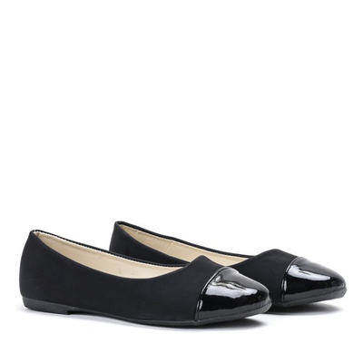 Baleryny czarne matowe z lakierowanym noskiem Doria - Obuwie 