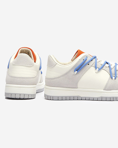 Adidași sport de damă alb-gri cu șireturi albastre Olierinc - Încălțăminte