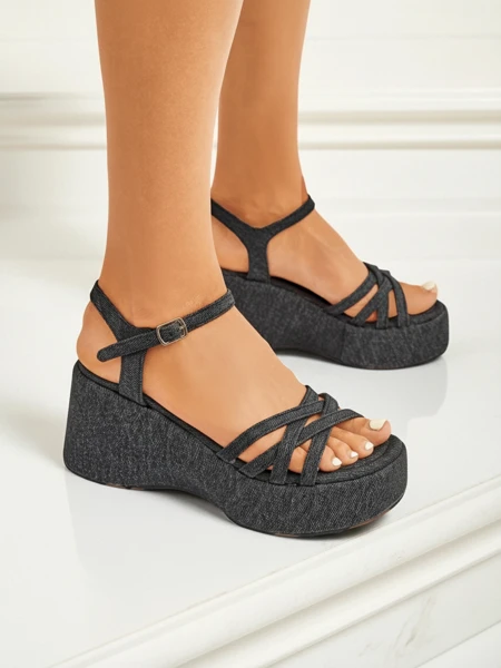 Royalfashion Sandały damskie na koturnie Shadow Lift