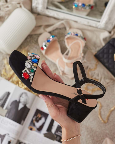 Royalfashion Sandale de damă pe postament cu cristale Osdar