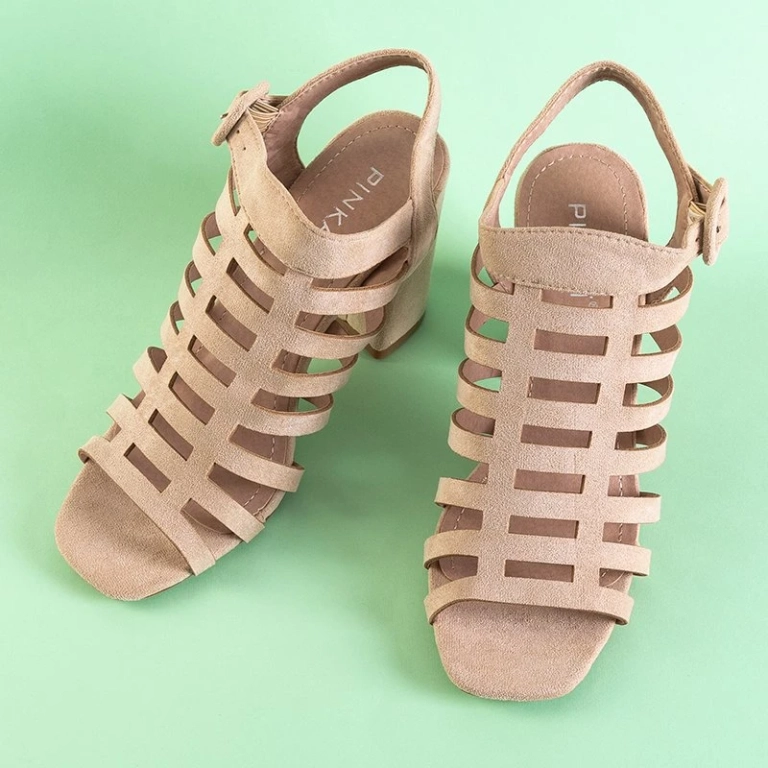 OUTLET Sandale bej cu dungi pentru femei pe post Sima - Încălțăminte