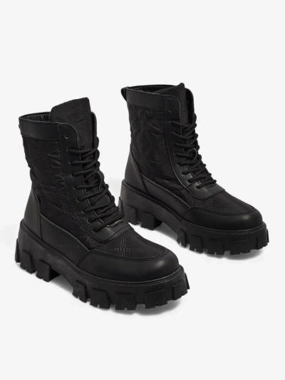 Botine de damă Solvi cu șireturi din piele ecologică