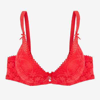 Sutien de dama rosu cu dantela - Lenjerie intima