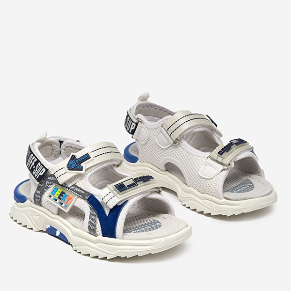 Sandale copii albe si bleumarin prinse cu Velcro Ceteris - Pantofi