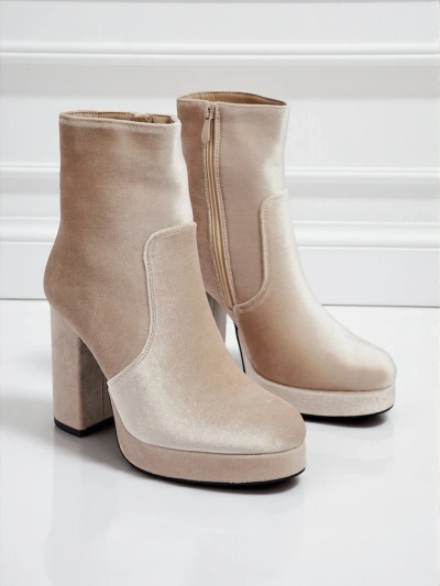 Botine de damă cu toc gros, tip velur Miss